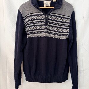 Weatherproof Men's Zip Up Sweater - Navy and Gray
